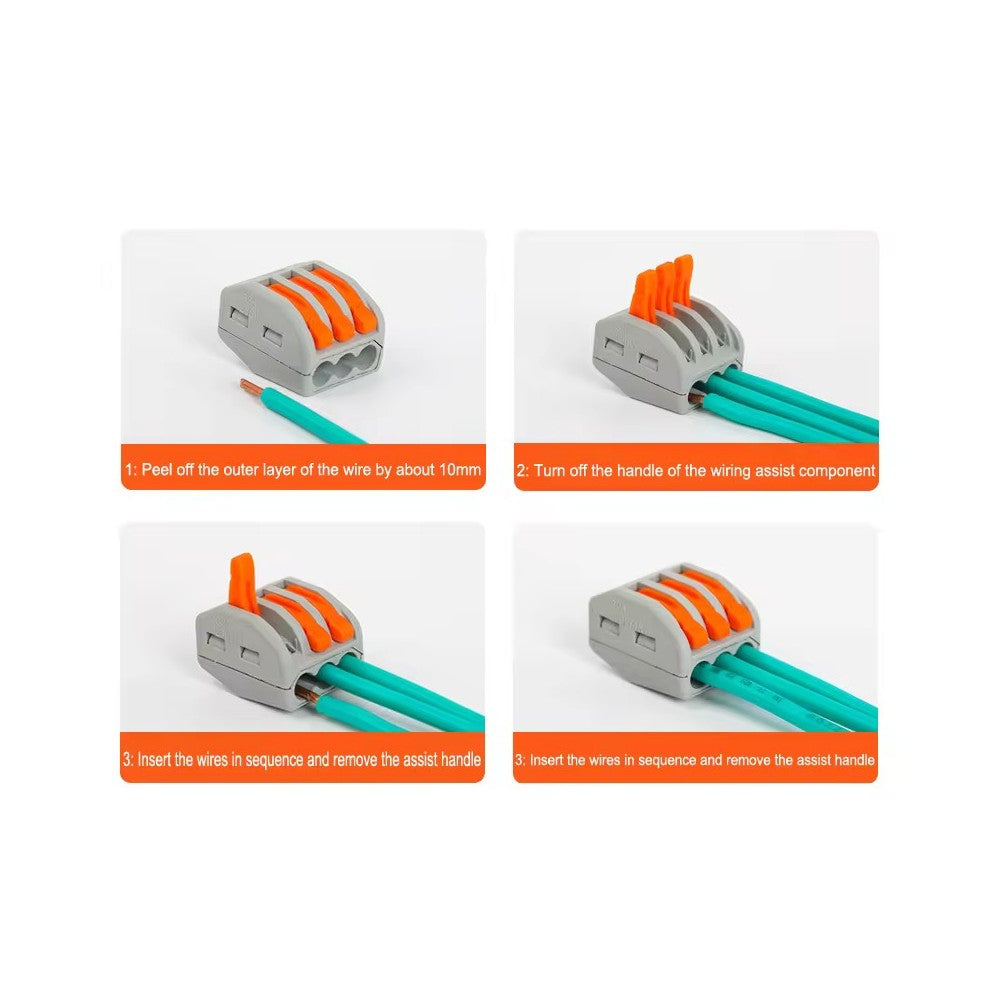 46 stk. Skrueløse samlemuffer - til 2/3/4/5 ledninger, 0,32-2,5mm2, 230V input