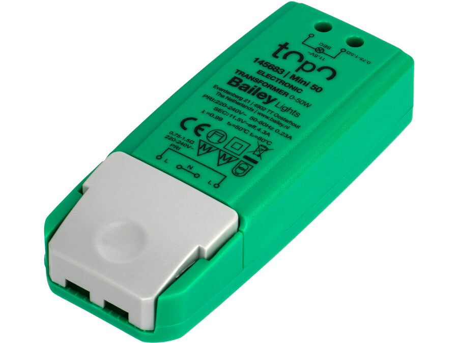TOPO Mini Transformer 11,5Vac 0-50W / LED 0-30W, dæmpbar