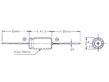 2200uF / 25V vandret elektrolyt, Ø16,3x31,5mm (85°C)