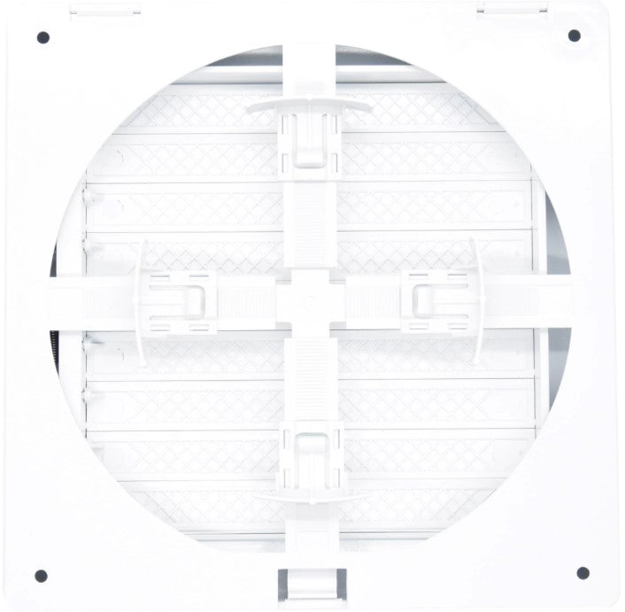 Ventilationsrist m. lukkespjæld - Træksnor, Ø80-150mm, Hvid