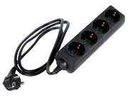 Stikdåse - 4 x CEE7/3 hun, Sort (1,5m)