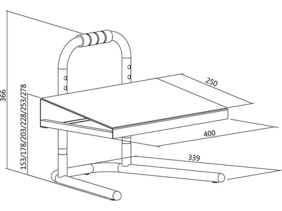 Fodskammel - Højdejustérbar, Sort