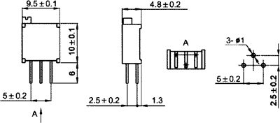 Multiturn trimmepotmeter - 1kOhm, 500mW, ±10% (YB)