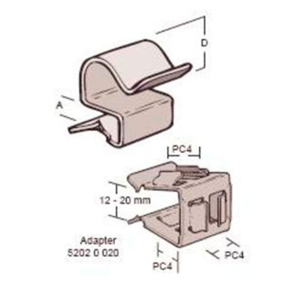Clips Ø10-11 mm., klemmebredde 4-7 mm.