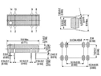 REED relæ - 5VDC / 0,5A maks. 10W, 1 x slutte (DIP14-8)