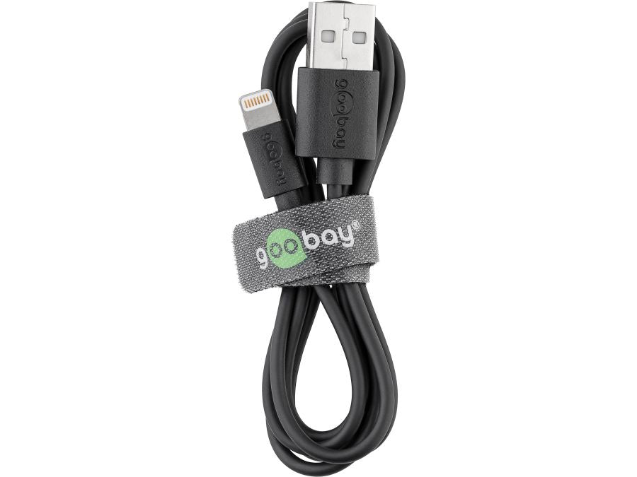 USB 2.0 til Lightning opladnings- og data kabel, Sort (1m)