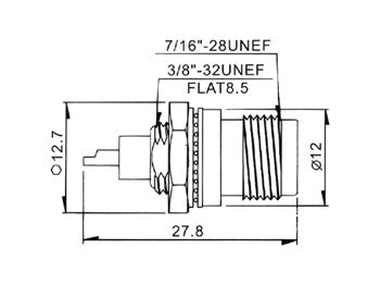 TNC hun til kabinetmontage, Ø9mm