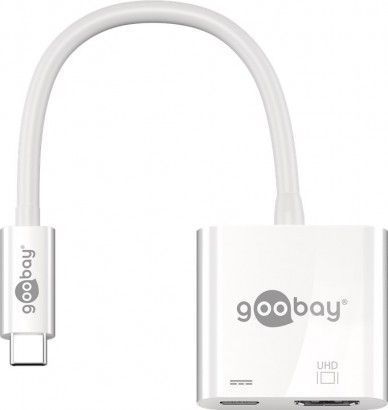USB-C til HDMI PD adapter (4K) - USB-C ladeport, Hvid (15cm)
