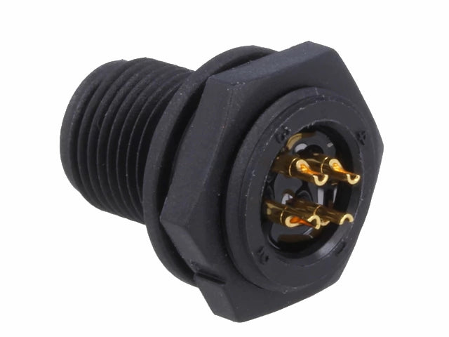 M12 rundfatning - 4pol han, til kabinet (IP68)