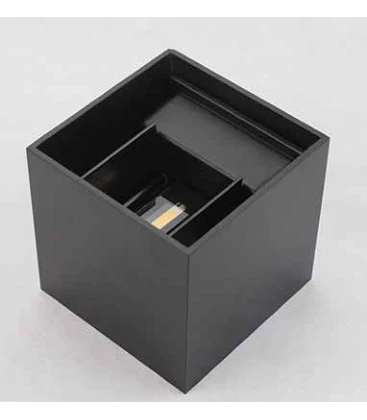 6W firkantet væglampe 3000K - Sort