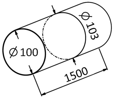Rund Ø100 kanalrør L=1,5m PVC