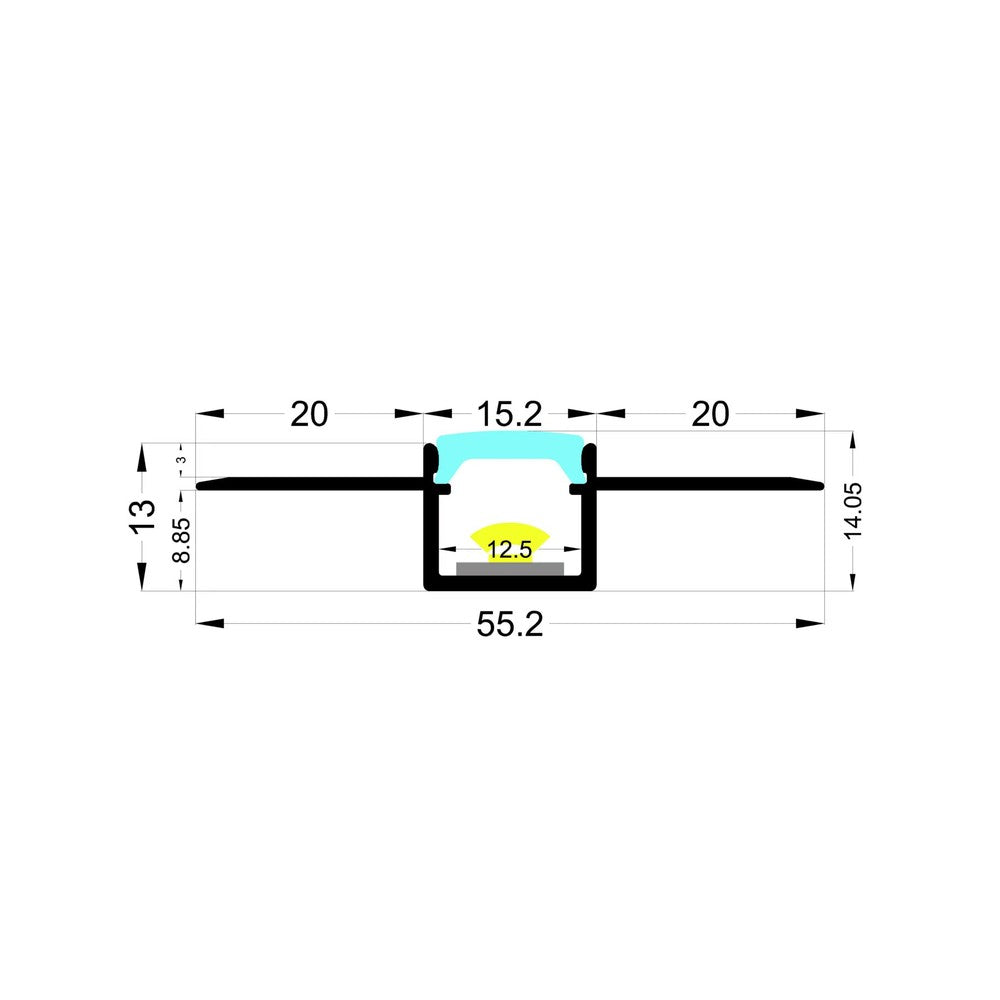 Aluprofil til LED strip - 2 meter, fleksibel indspartling