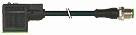 M12 han lige 3-polet A-kodet / ventilstik form A 18mm LED og friløbsdiode 24VAC/DC kabel 3x0,75mm2 s