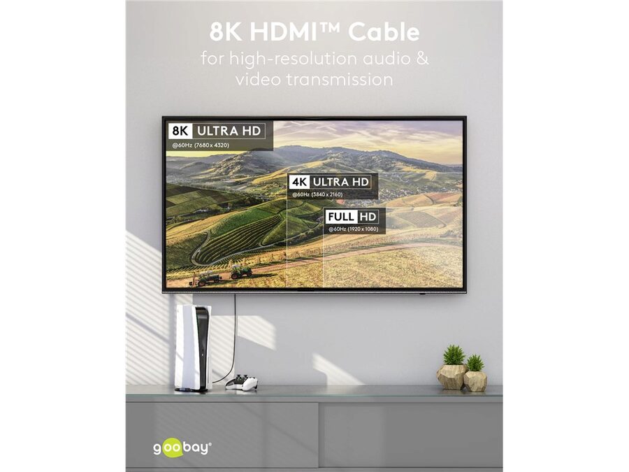 Ultra High Speed HDMI 2.1 Kabel - 8K/60Hz - Grå (0,5m)