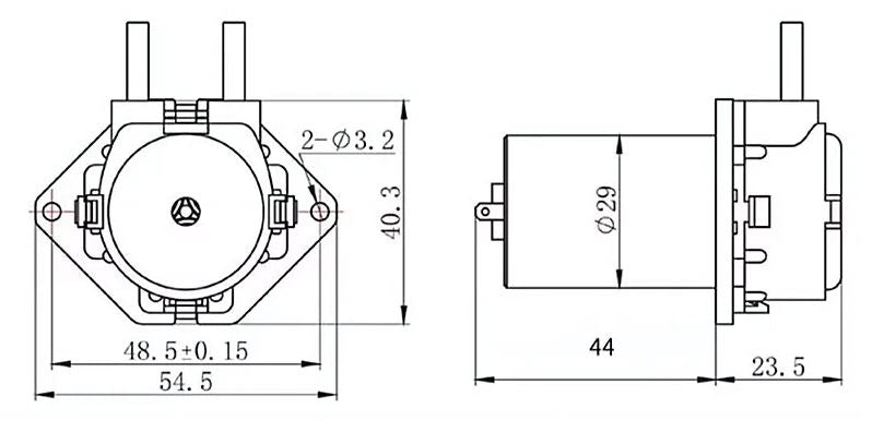 Mini doseringspumpe - 12V 5W, 80ml/min., støjsvag