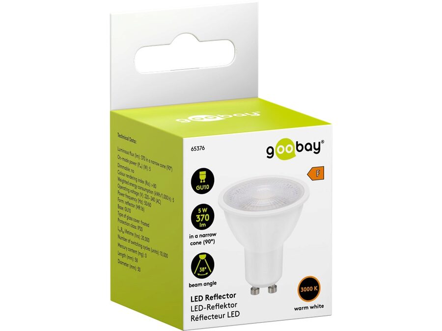 GU10 LED spotpære - 230V 5W, 38° (3000K)