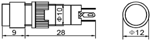 Trykkontakt m. 230V LED lys - ON-ON 0,5A Rød (Ø10mm hul)