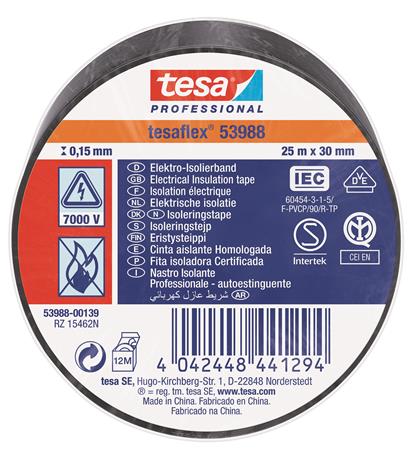 ISOLERINGSTAPE VDE/IEC PVC 25MX38MM SORT