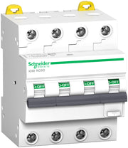 Acti9 iC60 kombiafbryder 4P, 16A, 415V, 30mA, 6kA,klasse A, B-karakteristik. Bredde 72 mm.