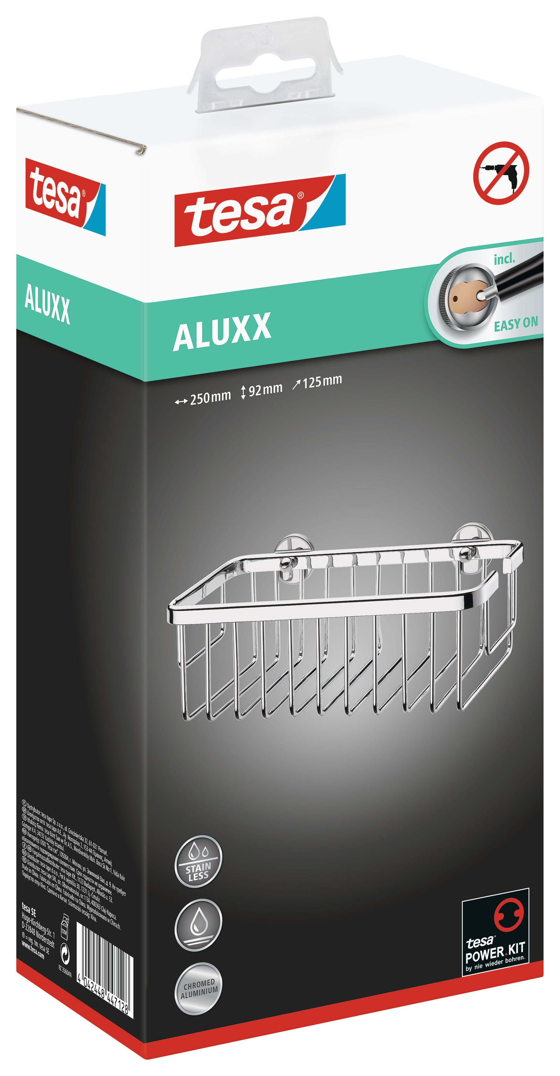 tesa® Aluxx opbevaringskurv single 92 mm x 250 mm x 125 mm krom