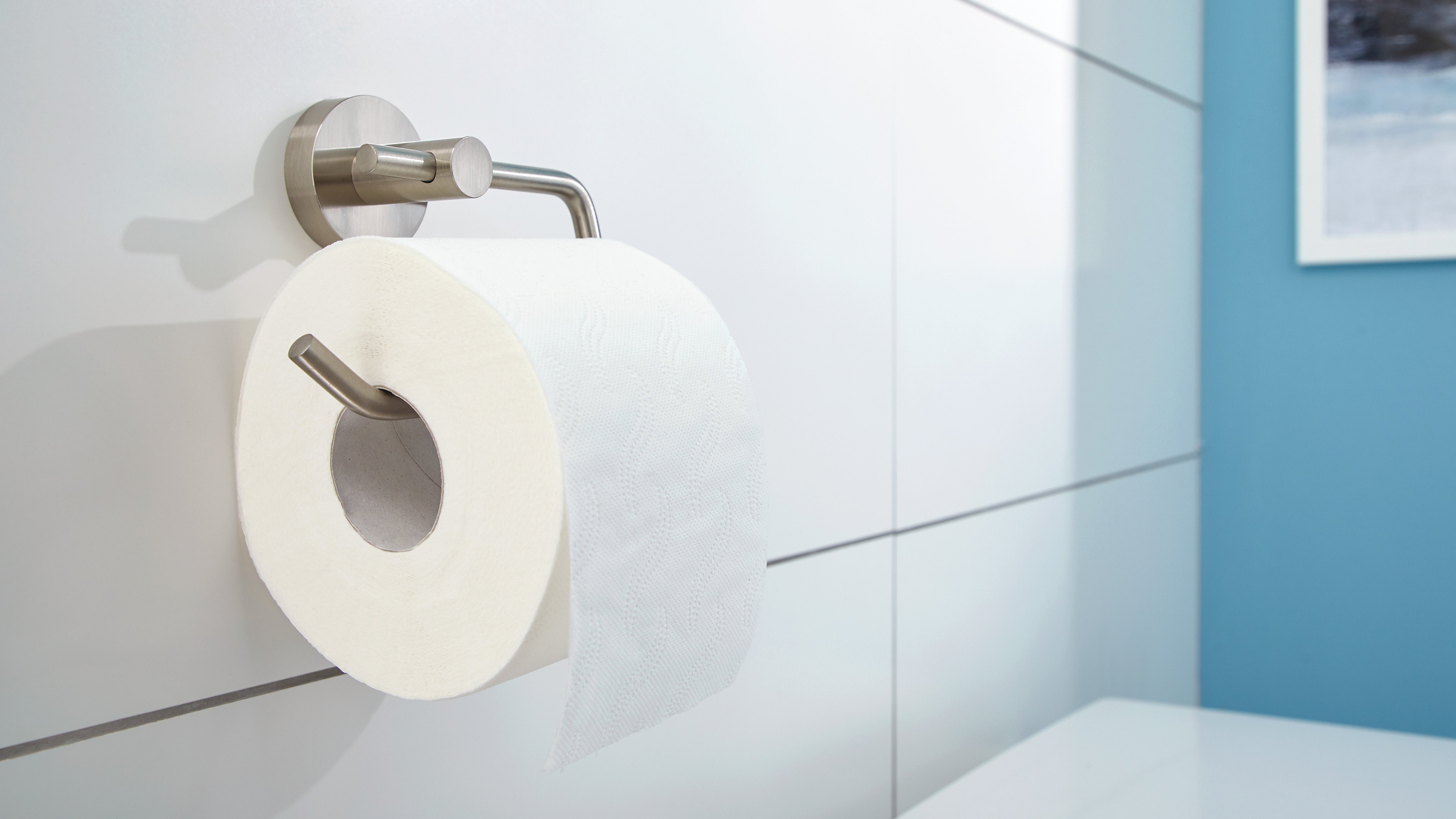 tesa® Moon toiletpapirholder uden låg rustfrit stål-look