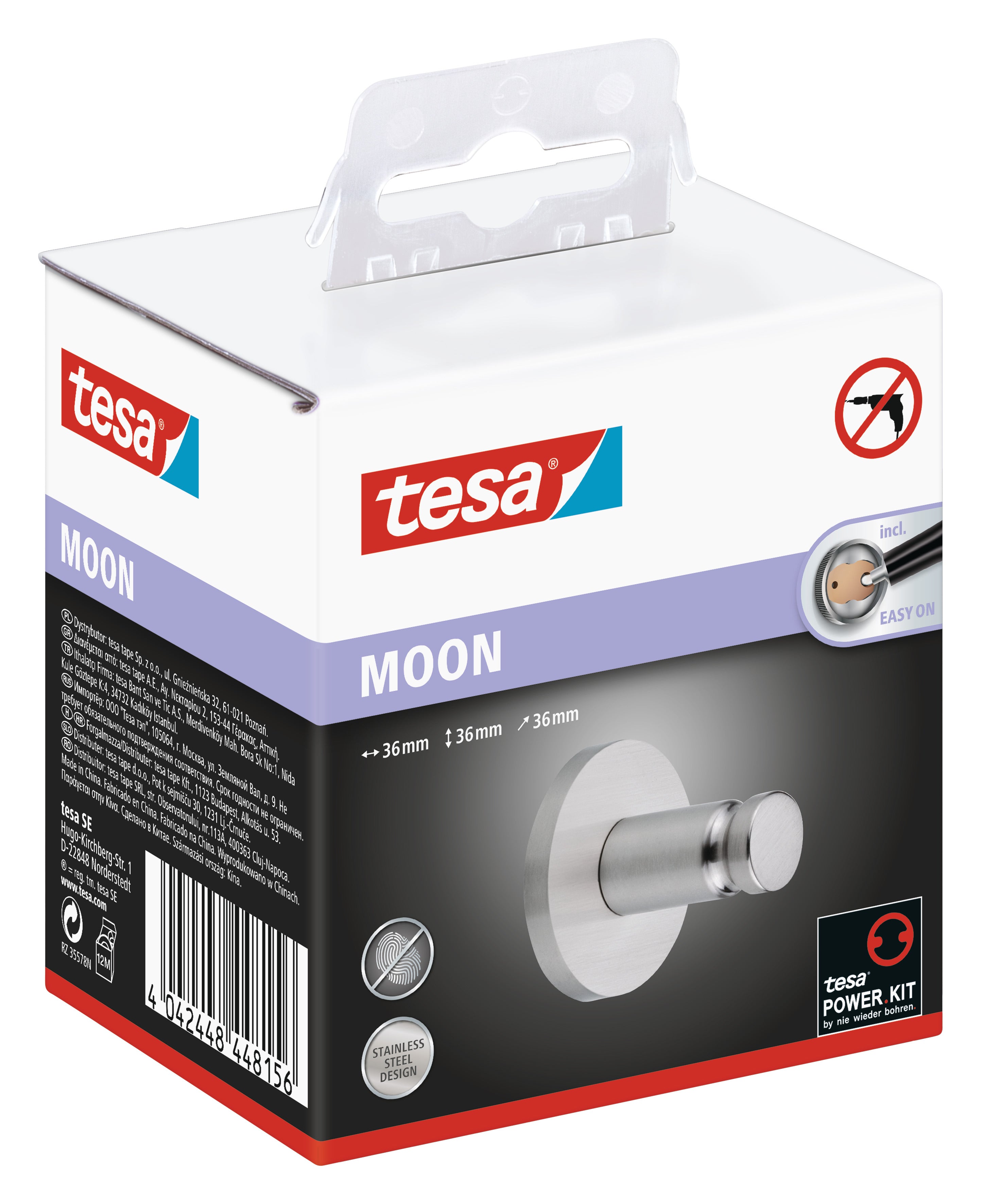 tesa® Moon Håndklædekrog rustfrit stål-look