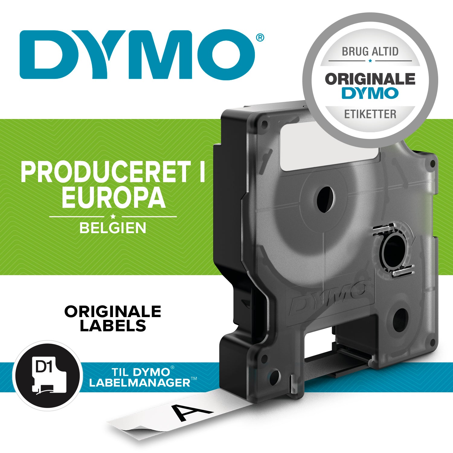 DYMO D1 Durable tape hvid på rød 12 mmx3m