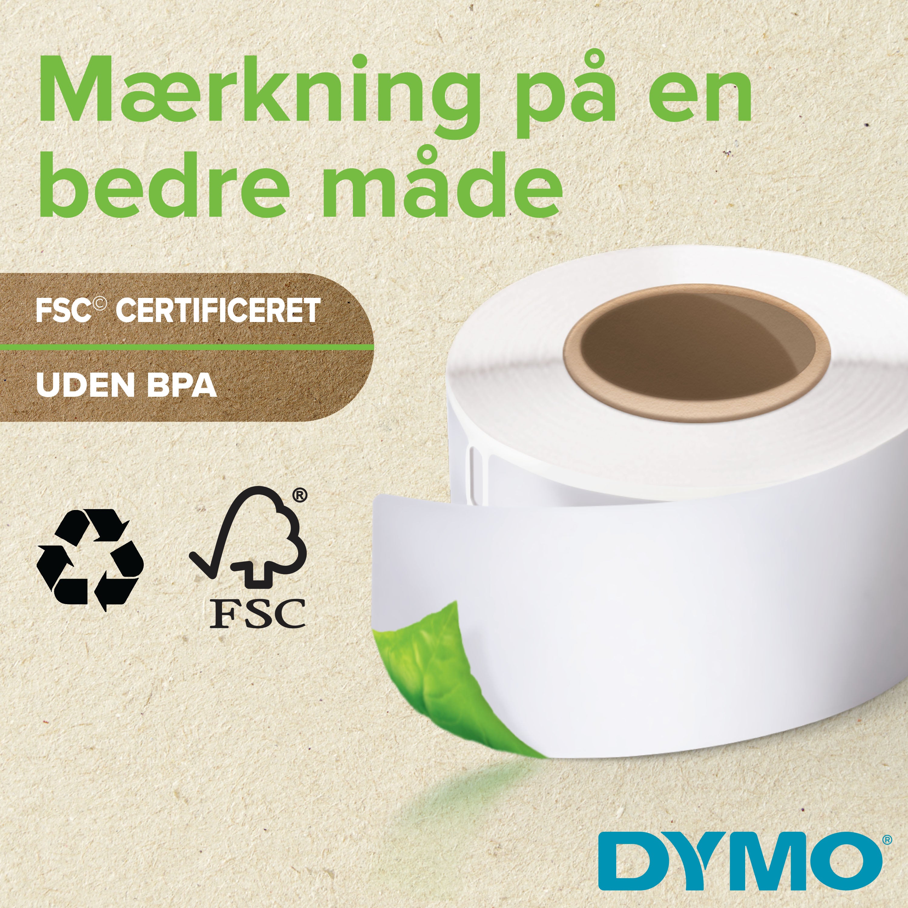 DYMO LabelWriter Holdbare 25x54mm Små Multi-brug Etiketter hvid 160 etiketter
