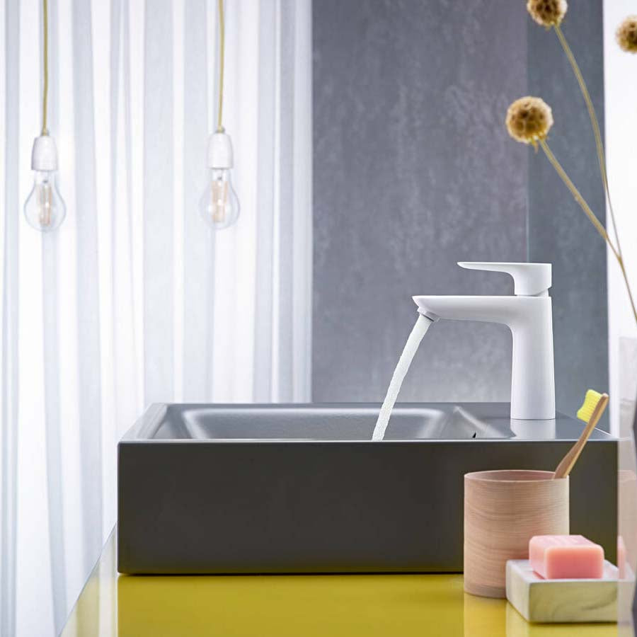 Hansgrohe Talis E 110 håndvaskarmatur med løft-op BV, mat hvid