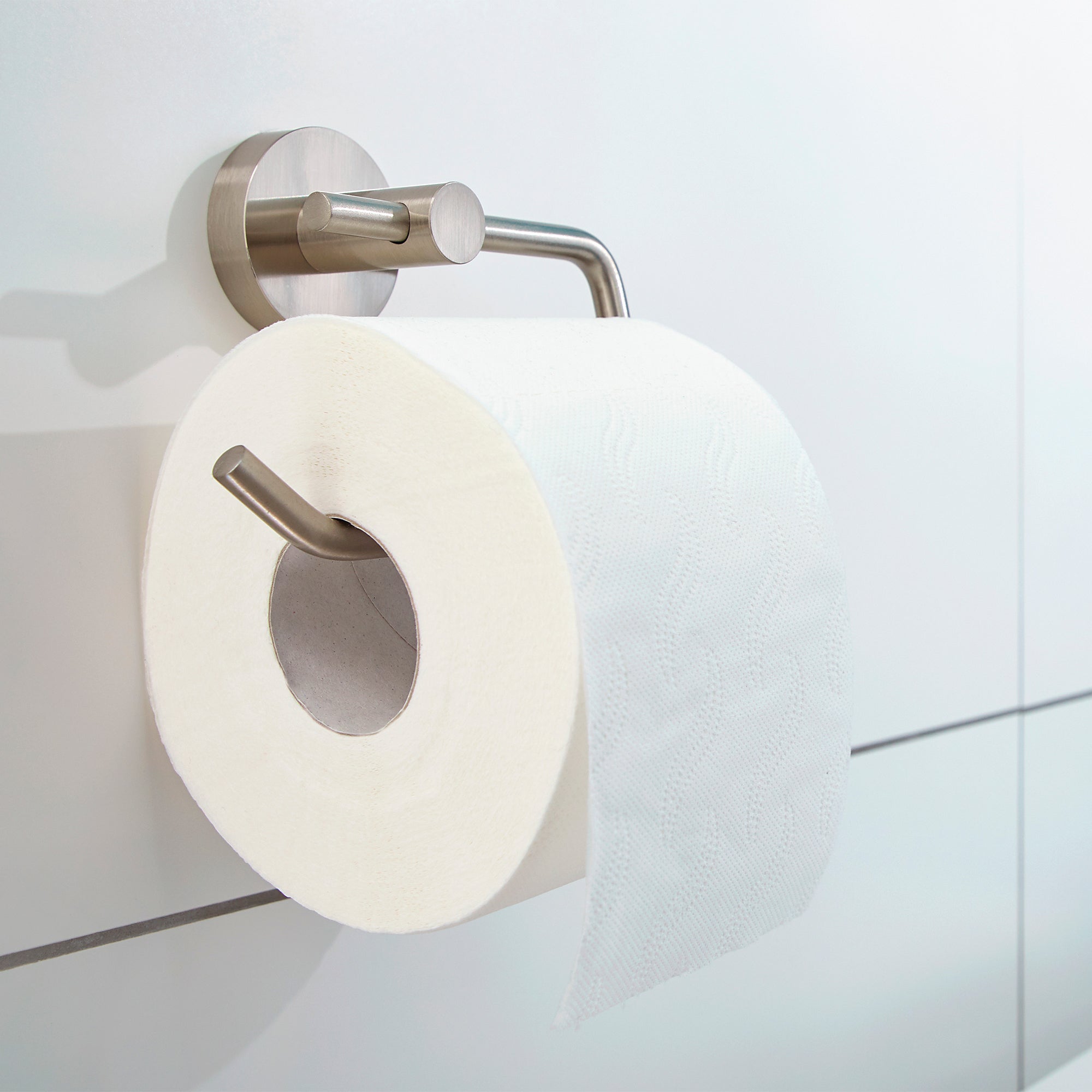tesa® Moon toiletpapirholder uden låg rustfrit stål-look
