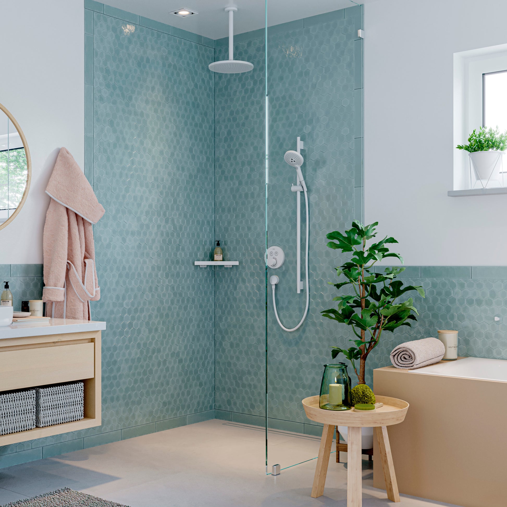 HANSGROHE hjørnehylde 305mm t/hjørne white