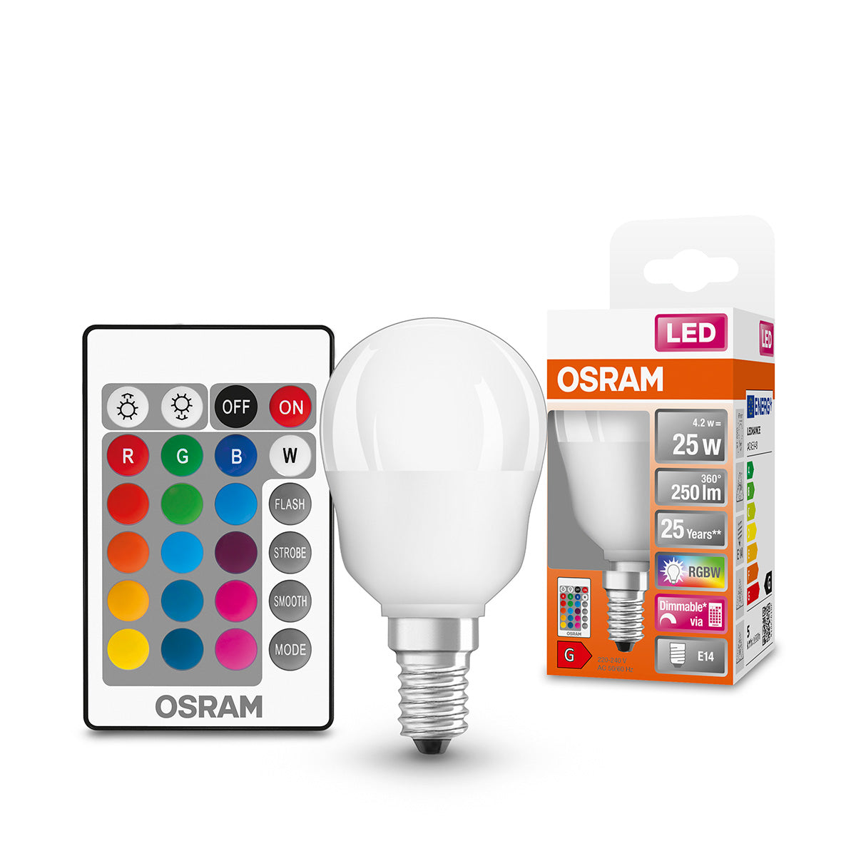 LED Krone remote 4,2W 827, 250 lumen, E14, mat, dæmpbar
