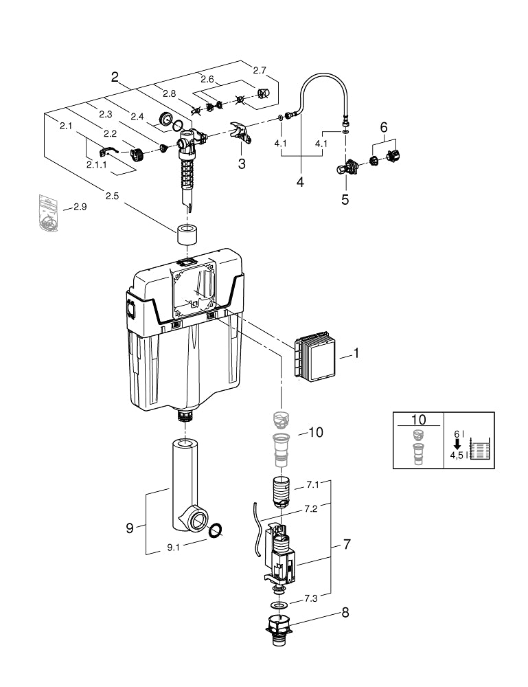 Grohe universalcisterne u. stativ til indbyg 3-6L