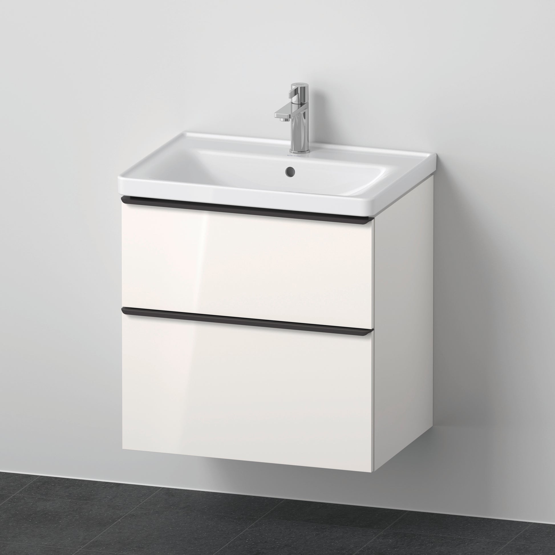 Duravit D-Neo sæt (skab+vask), hvid højglans, 2-skuffer, 650 mm