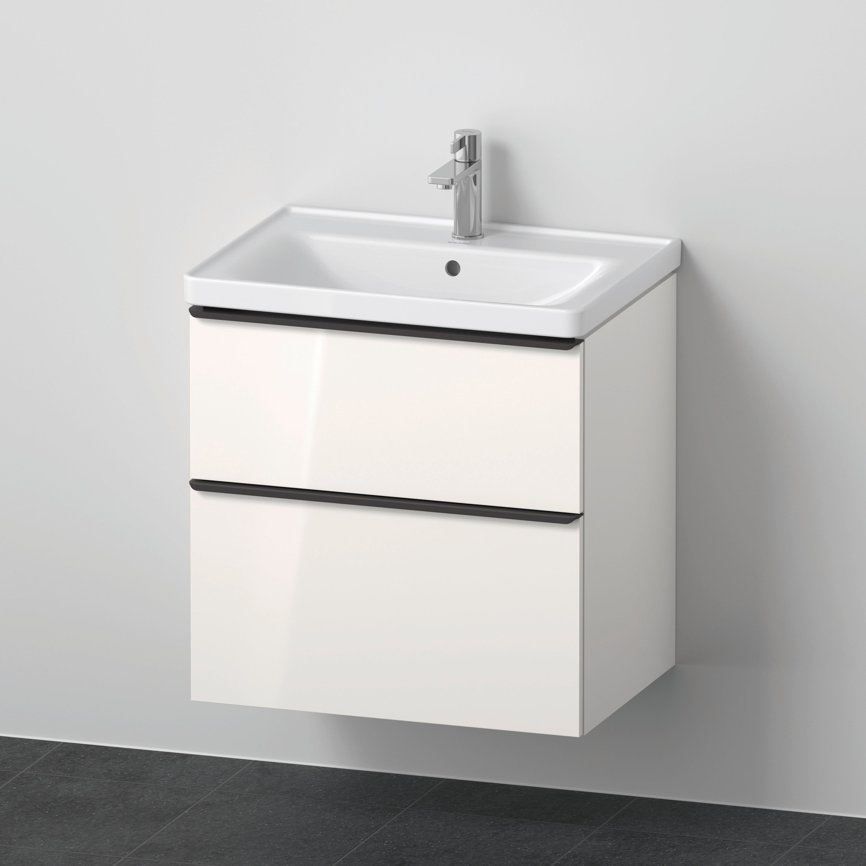 Duravit D-Neo sæt (skab+vask), hvid højglans, 2-skuffer, 650 mm