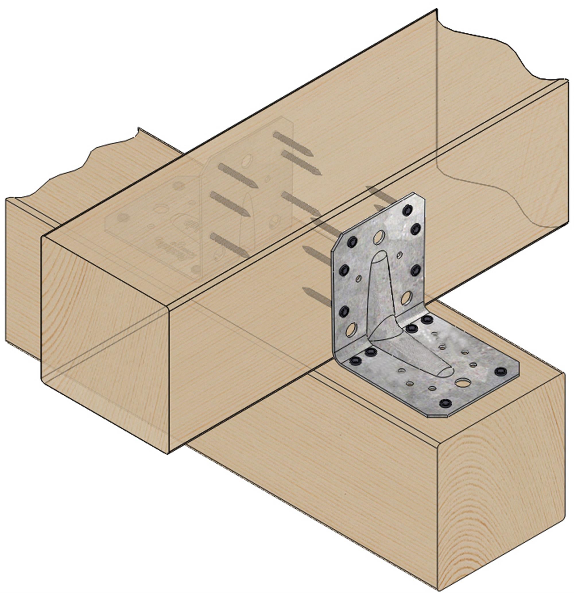 Vinkelbeslag V4 m/rib, 105 x 105 x 90 x 2,0 mm, FZB, 25 stk.