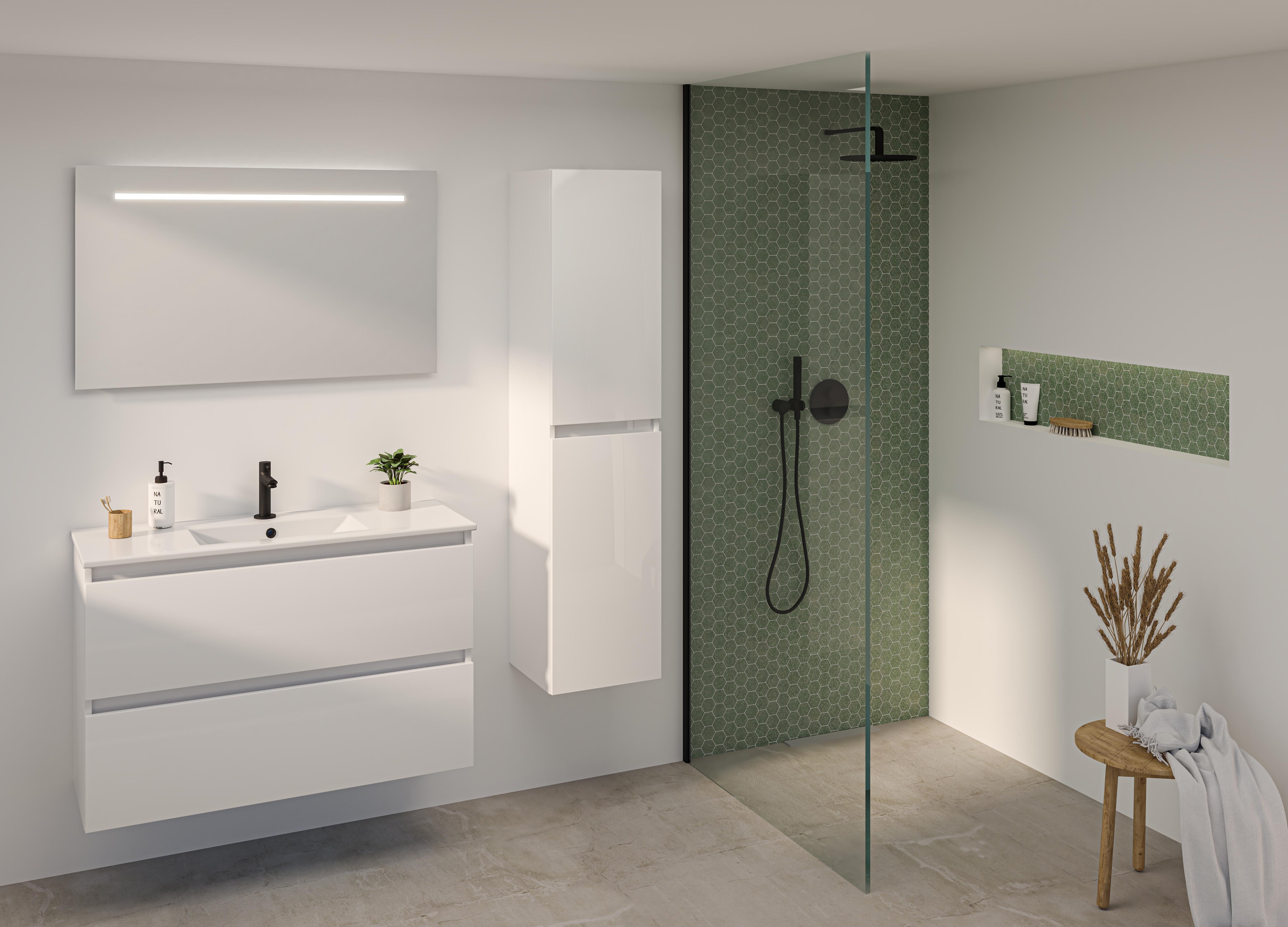 Sanibell Basicline grebsfri møbelsæt 101x46,5cm hvid højglans