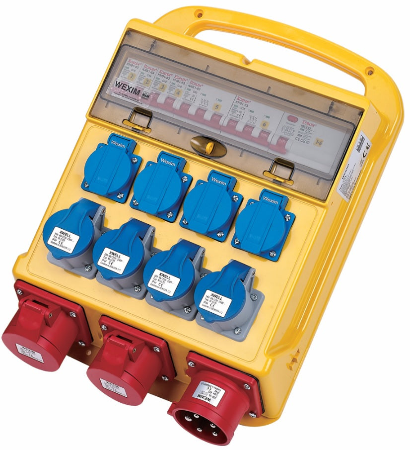 Byggepladstavle 16A, 4xDK + 2xCEE 16A 400V + 4xCEE 16A 230V