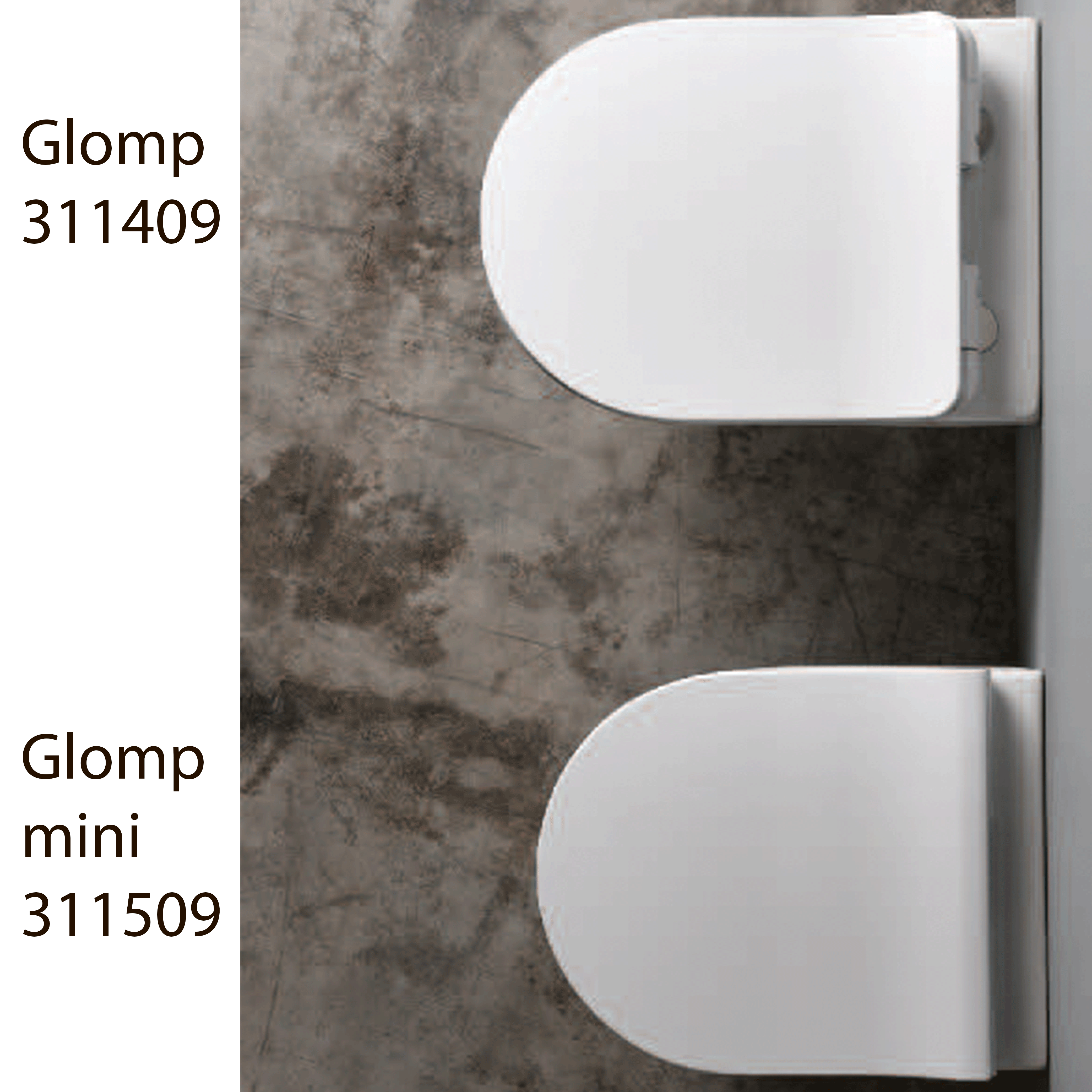 Lavabo Glomp Mini væghængt toilet Norim, ekskl. sæde, hvid