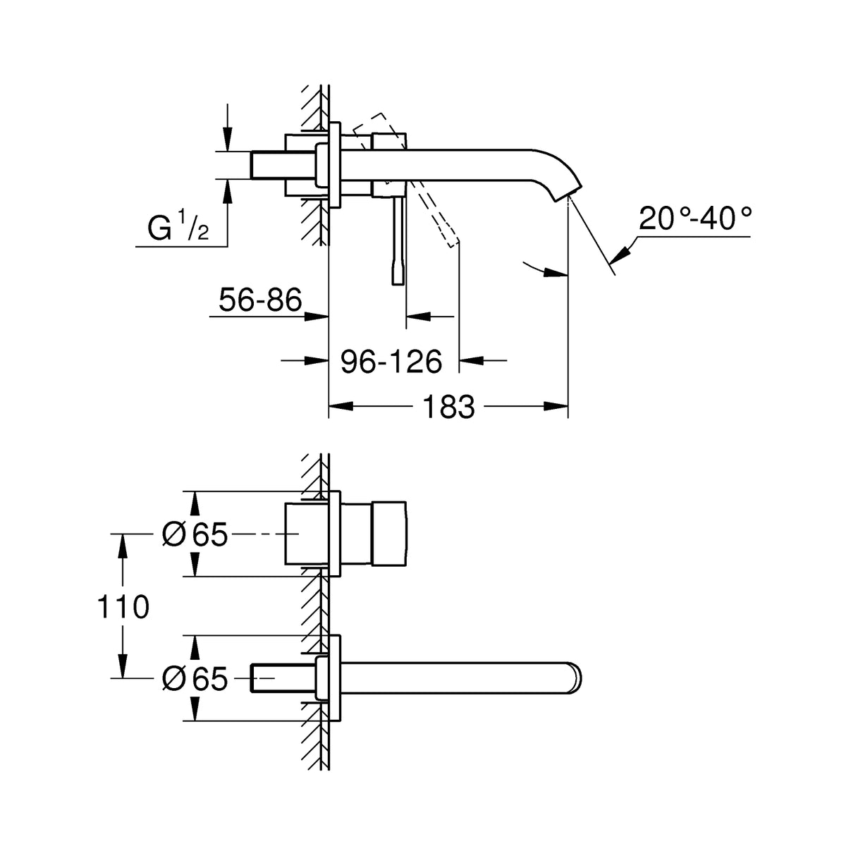 GROHE Essence2-huls håndvaskbatteri M-Size