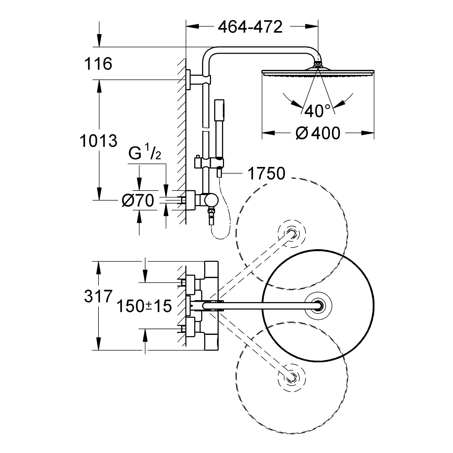 Grohe Rainshower brusesystem term. u