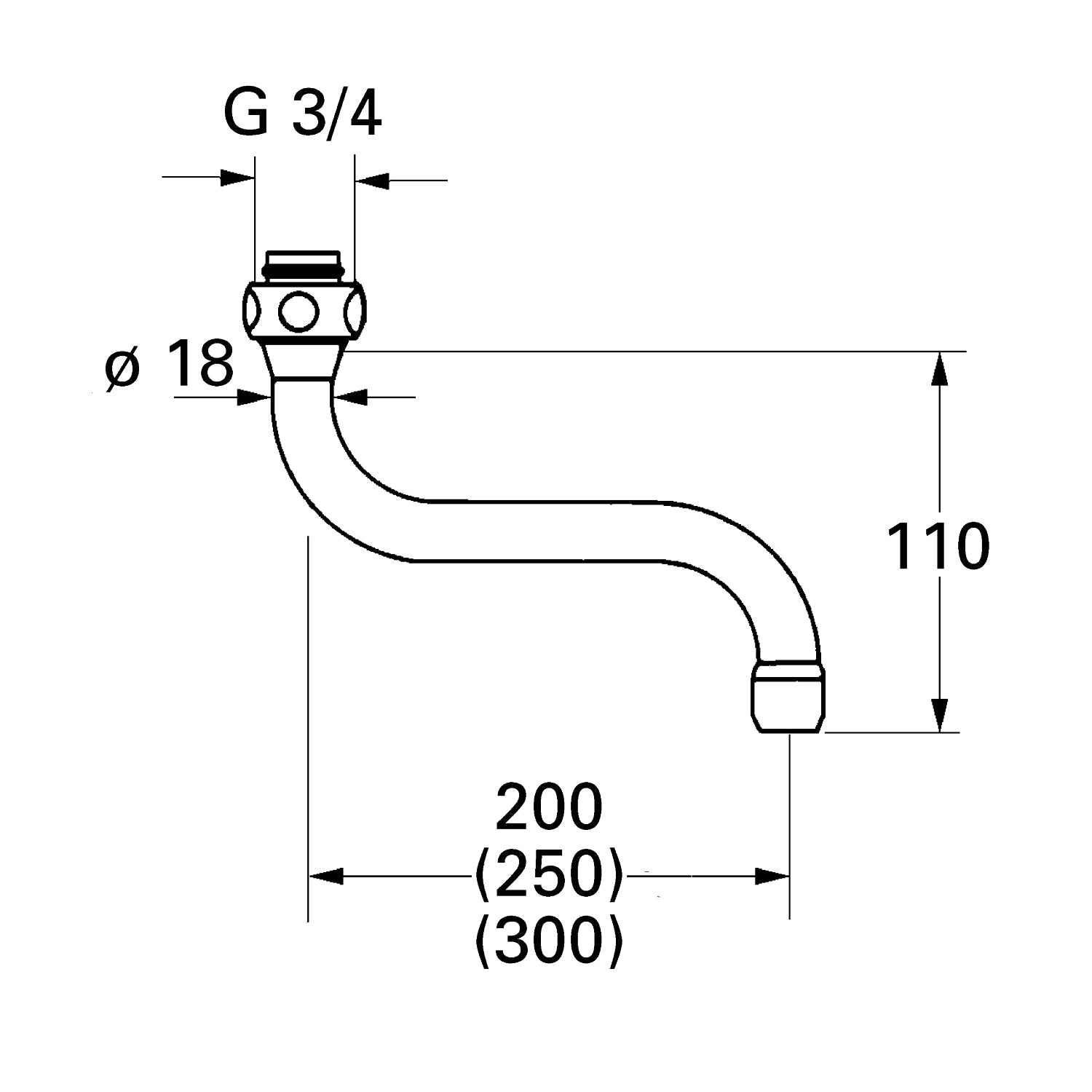 Grohe 200 mm S-svingtud