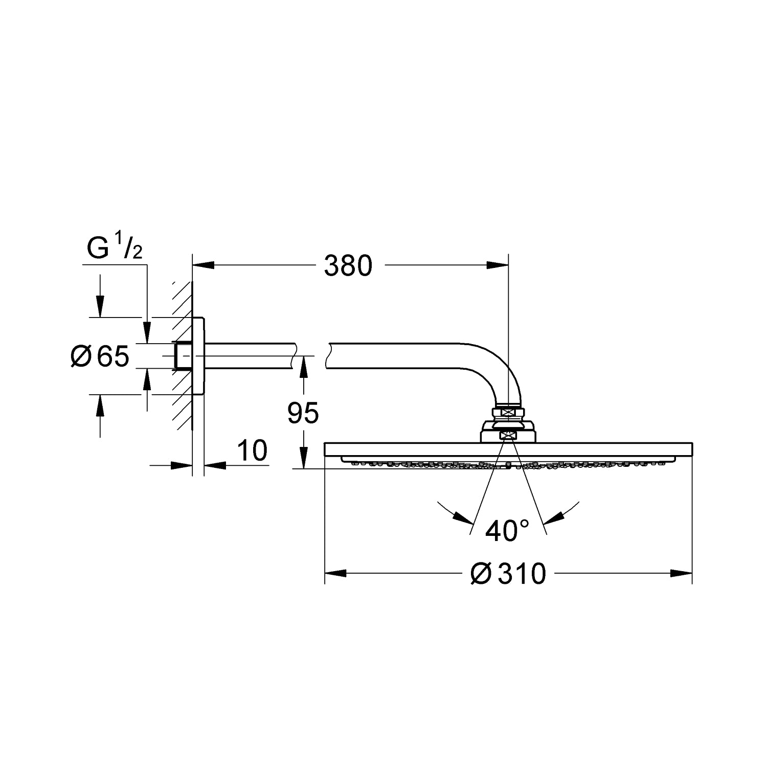 Grohe Rainshower Cosmopolitan 310Hovedbruser sæt 380mm, 1 spray