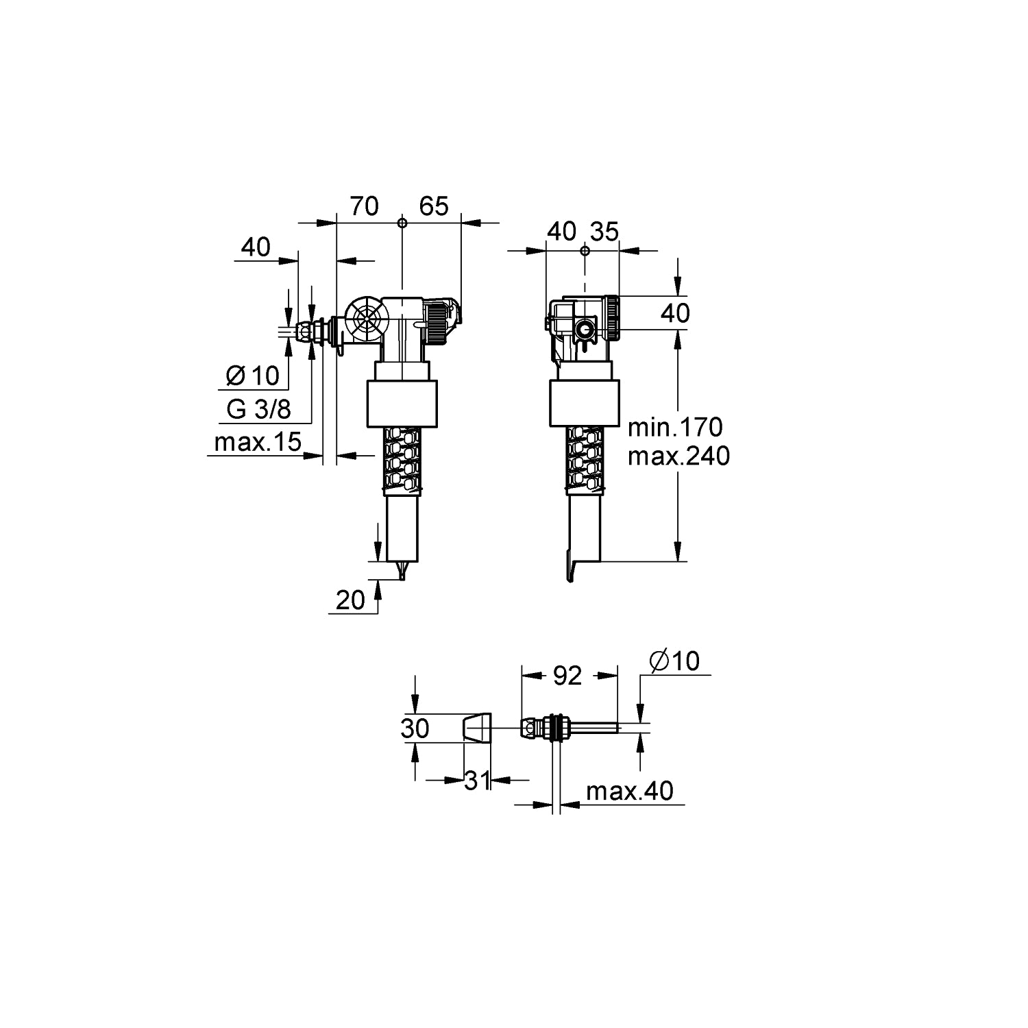 Grohe svømmeventil 3/8"
