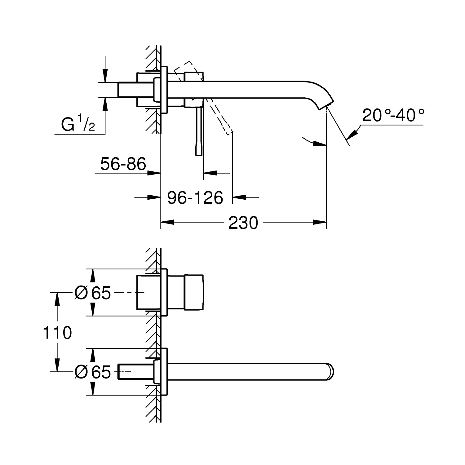 GROHE Essence2-huls håndvaskbatteri L-Size