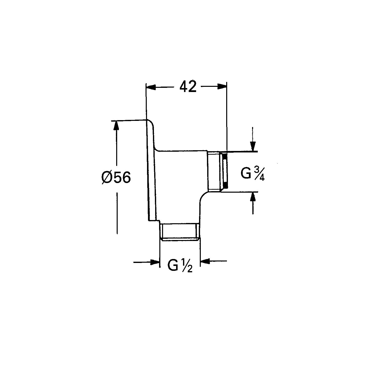 Grohe 3/4" x 1/2" vægflange nippel