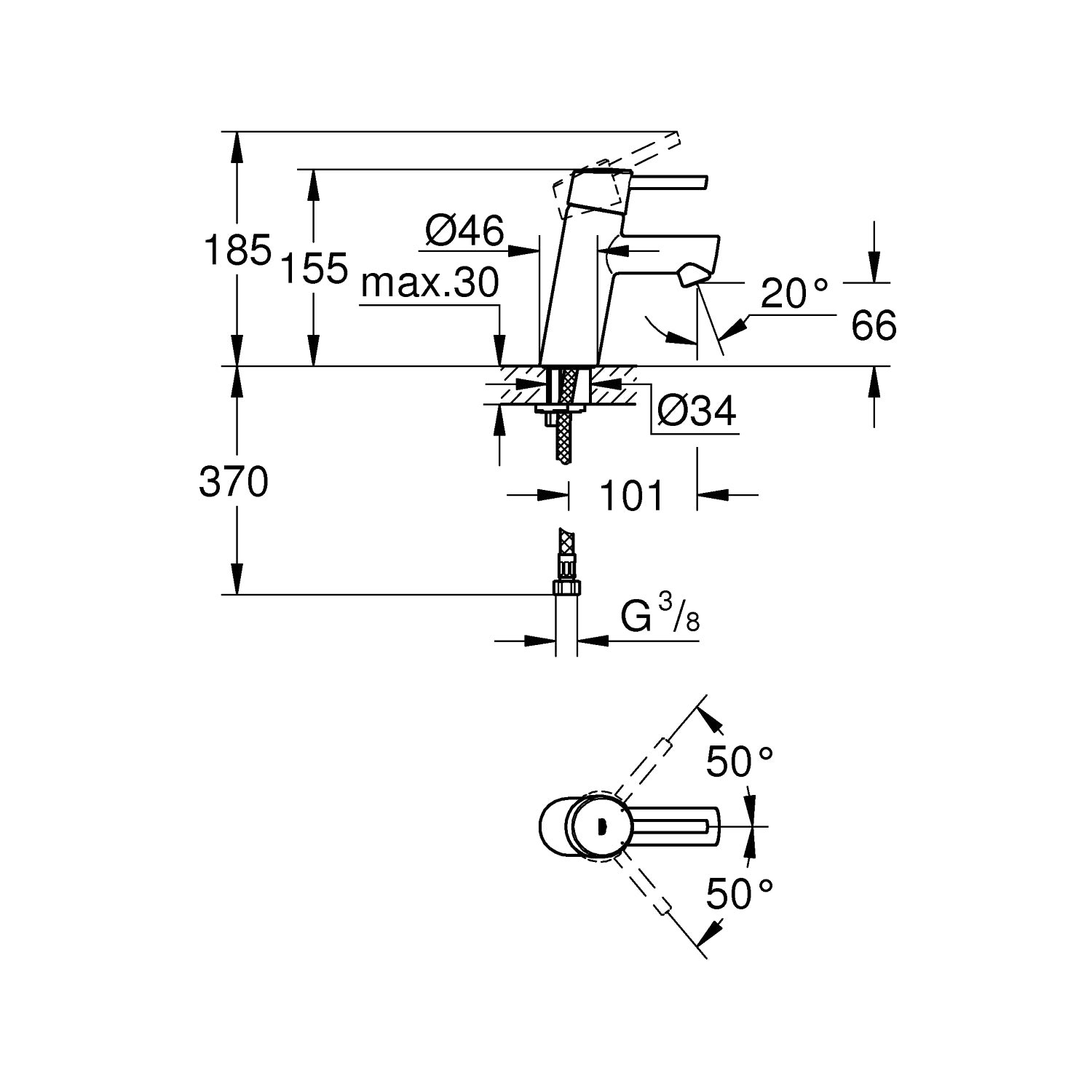 Grohe Concetto ETG armatur håndvask glat krop