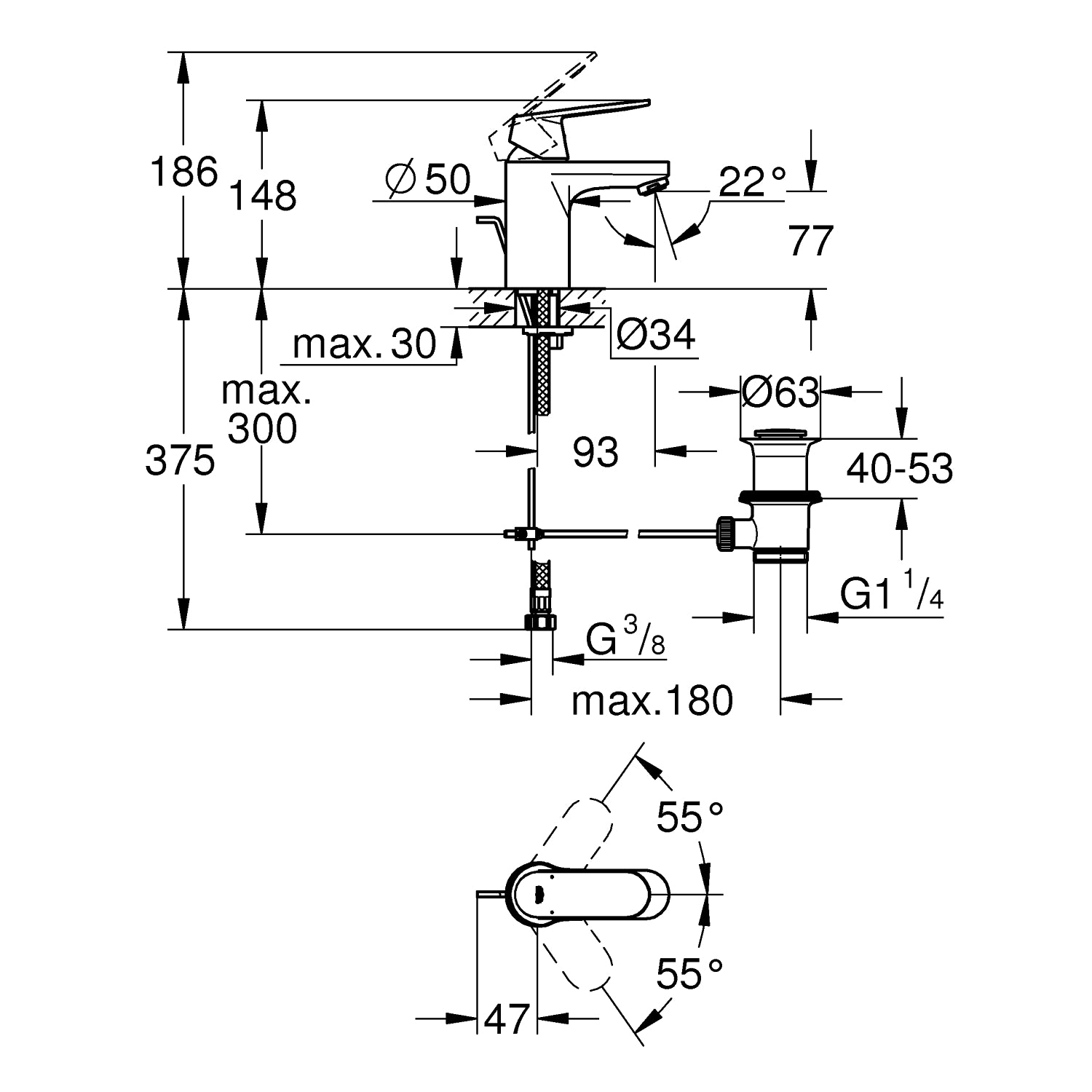 Grohe Eurosmart Cosmopolitan håndvaskarmatur
