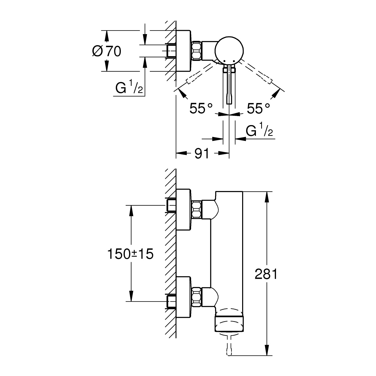GROHE Essence 1-Grebsbatteri til brus