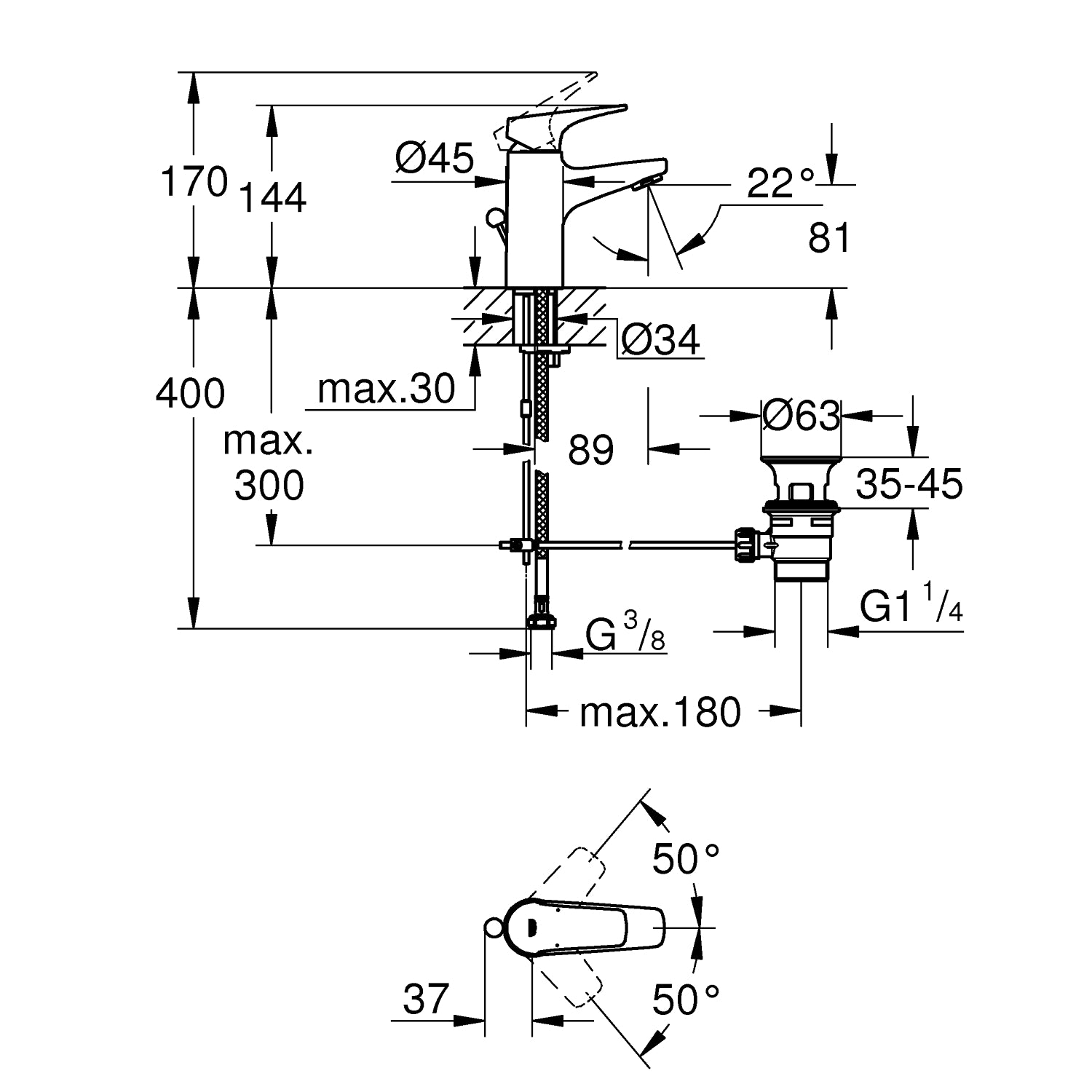 GROHE BauFlow Håndvaskarmatur, S-Size